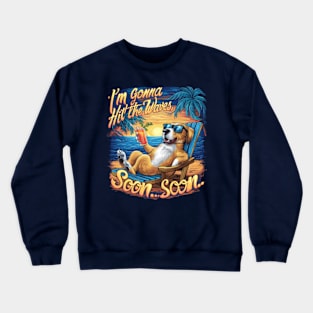 A vivid and amusing design featuring a laid-back dogs in sunglasses, lounging effortlessly on a beach chair and drinking a cold, refreshing carrot Juice Crewneck Sweatshirt